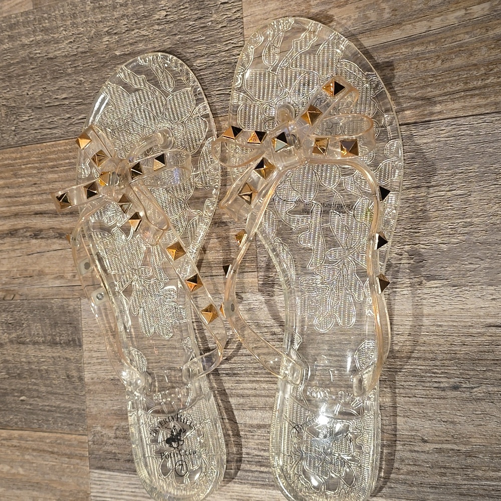 Beverly Hills Polo Club Clear Bow Studded Sandals Size‎ 7 - Picture 4 of 9